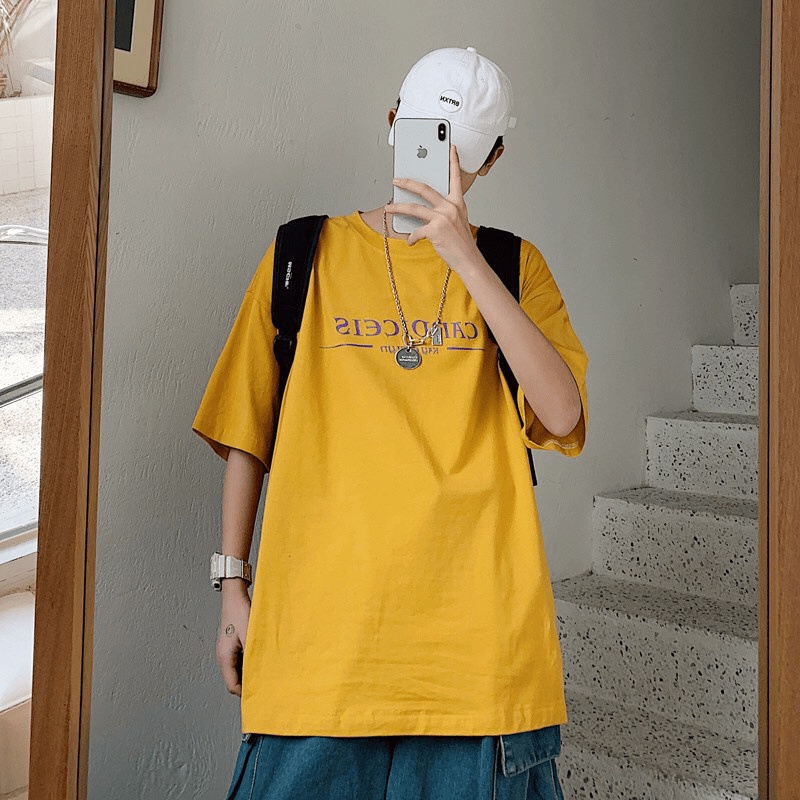 Áo Thun Nam Unisex Màu Vàng Nghệ In Chữ CANDICEIS ATN6291 - J.A Shop