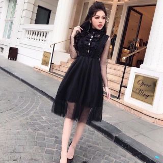 Đầm phối ren đen