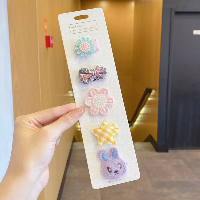 Set kẹp tóc họa tiết hoạt hình tùy chọn phong cách Hàn Quốc dễ thương cho bé