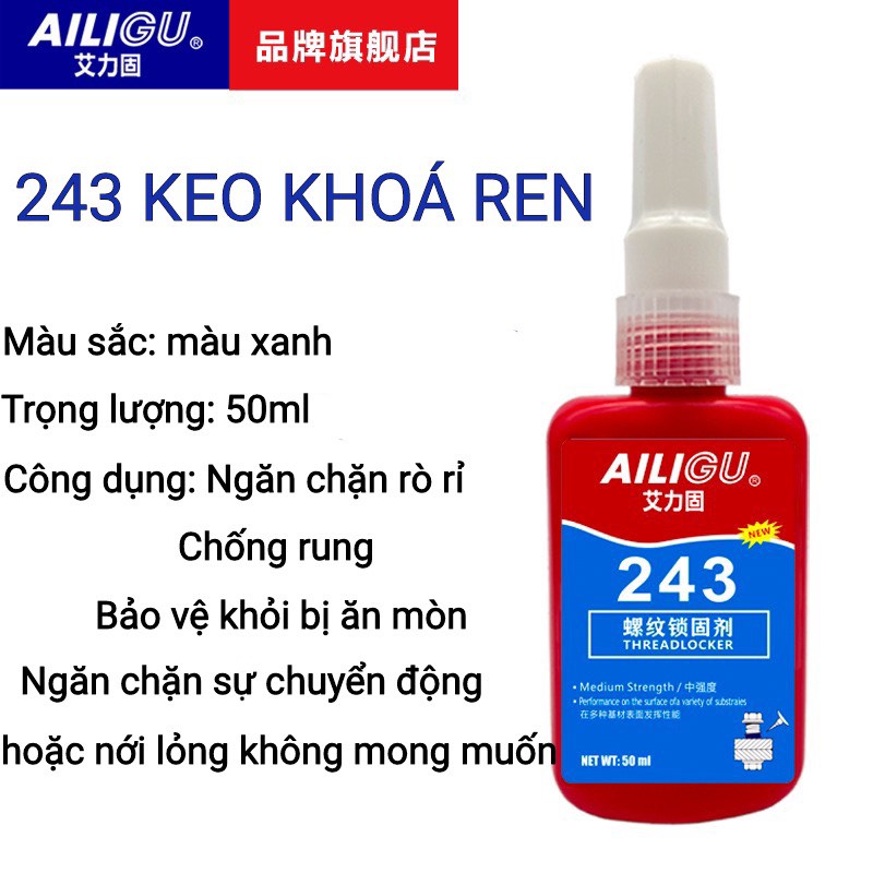 Keo Khóa Ren 243 , Keo Khoá Ren 272 Chịu Nhiệt , Khóa Ốc Vít Xe Máy 50Ml