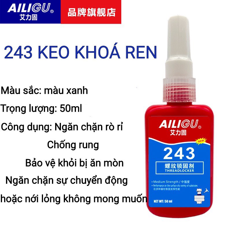 (FREESHIP) keo dán khóa ren 243 khóa ốc chống rung xoay ốc vít 50ml