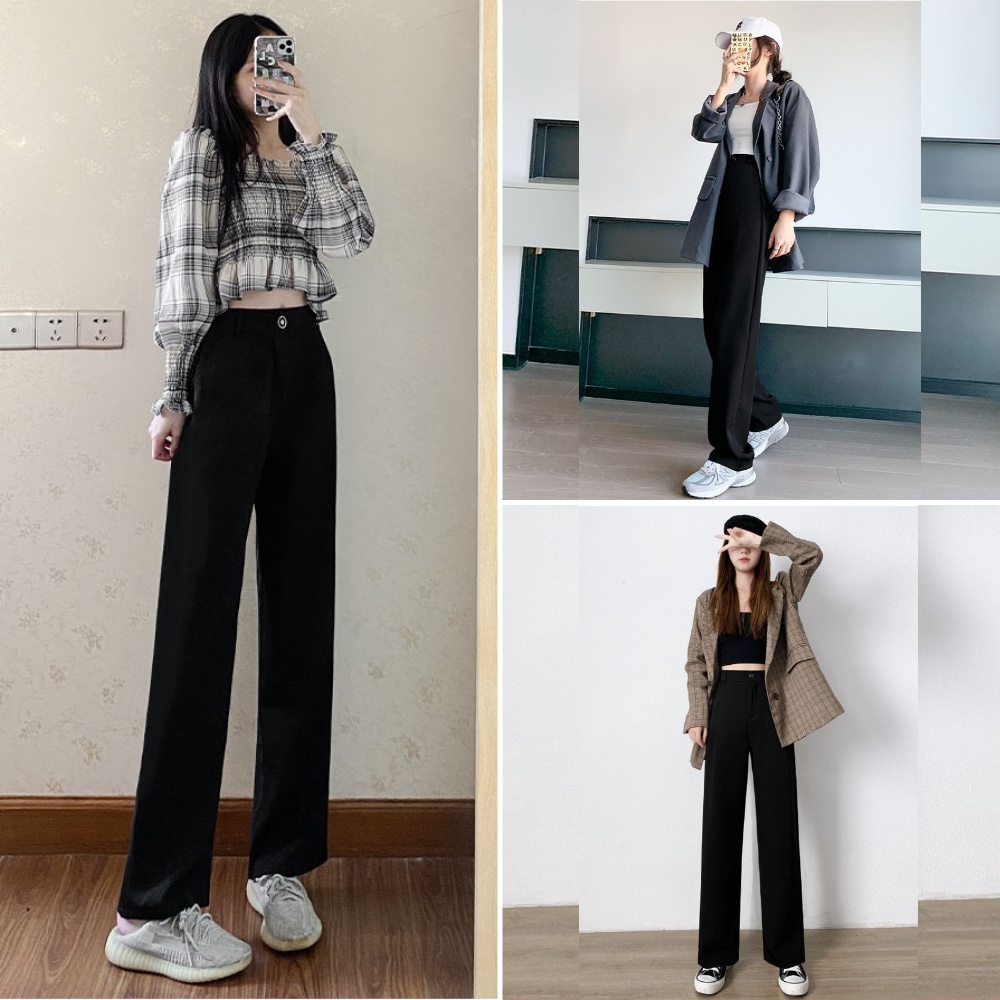 Quần tây nữ, quần nữ ống rộng 1 nút size 26-30 chất mịn đẹp SKUQ-02A