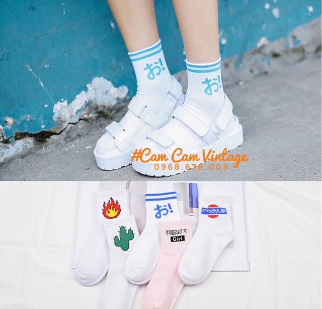 Tất vớ cổ cao nữ vớ cổ cao nam ulzzang Maruko Style Hàn Quốc ngộ nghĩnh
