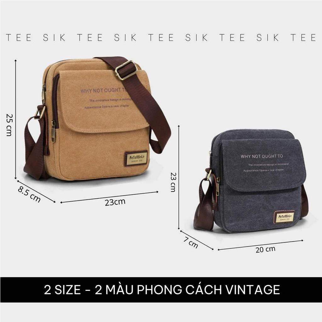 Túi đeo chéo nam TEE SIK túi đeo chéo canvas đeo vai vintagecổ điển nhiều ngăn vừa ipad 10in chắc chắn TS41