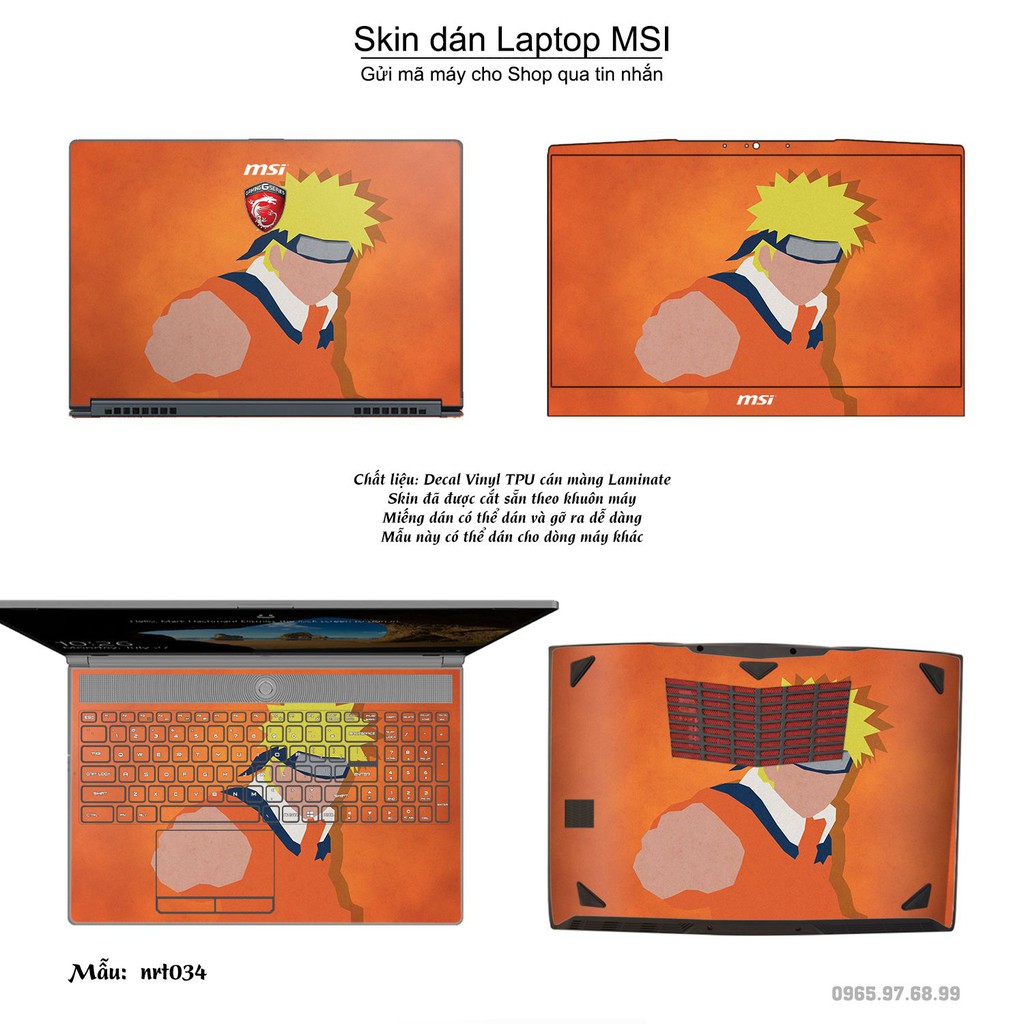 Skin dán Laptop MSI in hình Naruto nhiều mẫu 2 (inbox mã máy cho Shop)