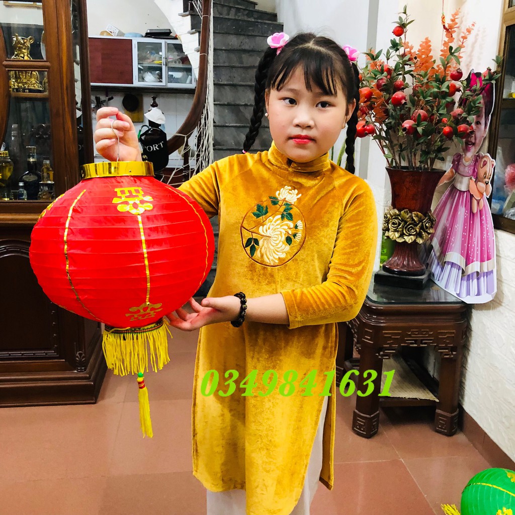 Combo 50 đèn lồng vải tròn đỏ 20cm trang trí lễ hội, nhà hàng, sự kiện ngoài trời có tua