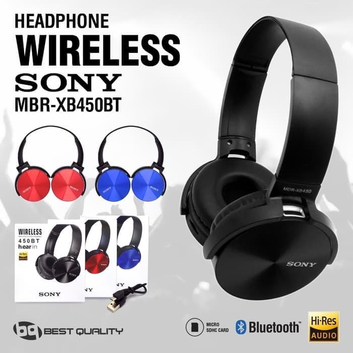 Tai Nghe Chụp Tai Bluetooth XB450BT - Jack 3.5 - tương thích điện thoại apple android ,máy tính Bảo Hành 6 Tháng