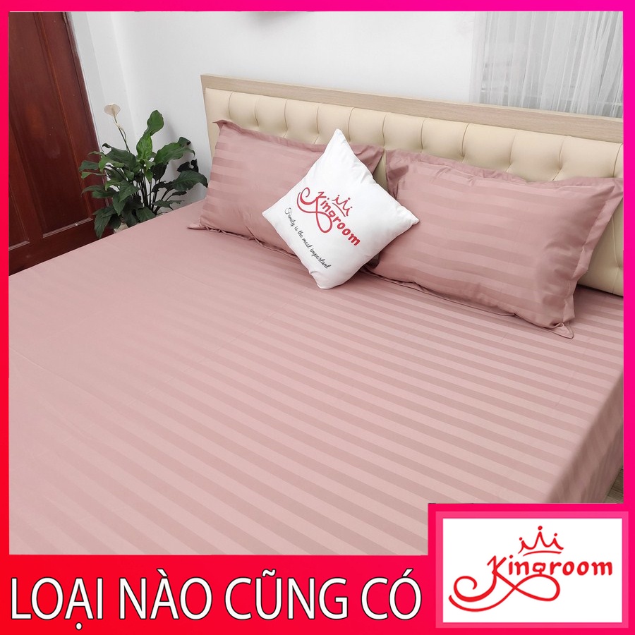 Bộ ga gối 3 món vải cotton lụa sọc hồng 927 Shop Kingroom chuyên ga trải giường 1m8,1m6,1m4,1m2