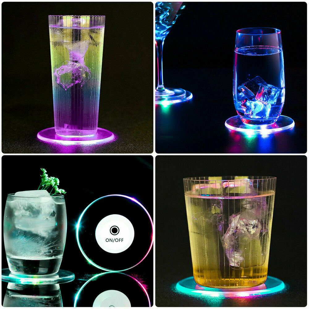 Đế Lót Ly Rượu Cocktail Bằng Acrylic Trong Suốt Nhiều Màu Phát Sáng Độc Đáo