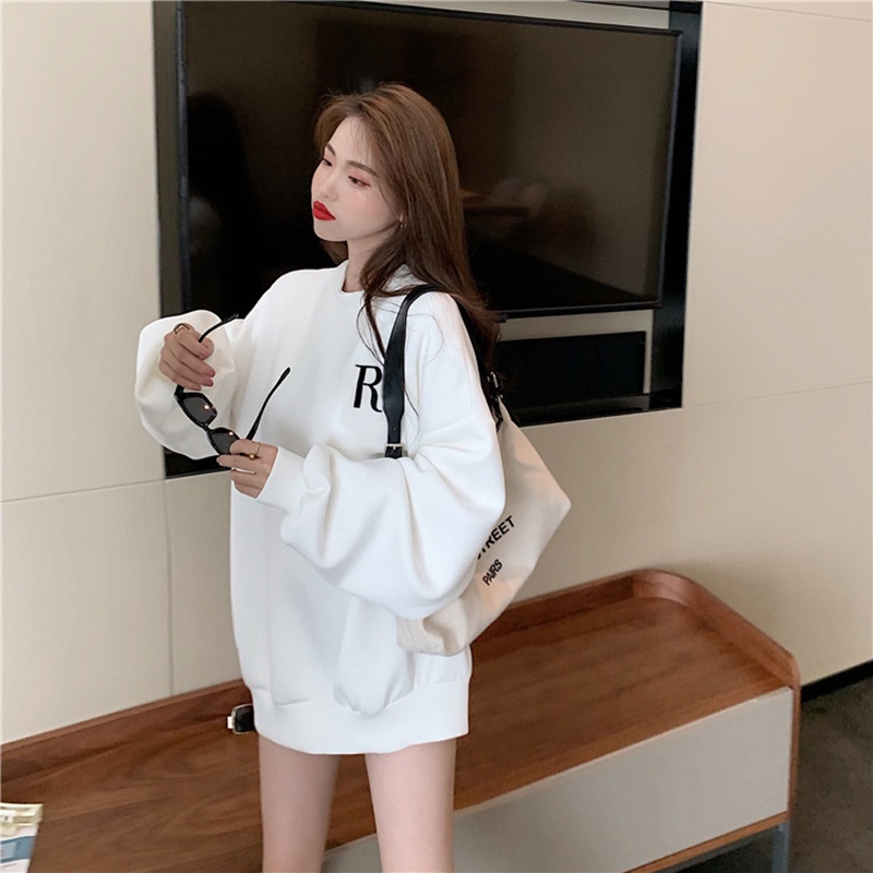 Áo sweater IELGY mỏng dáng rộng in chữ phong cách Nhật Bản hợp thời trang
