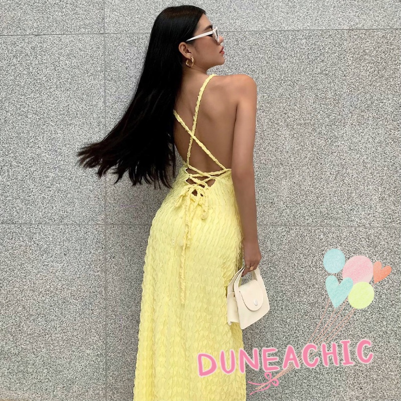 Đầm Maxi Hai Dây Trơn Màu Xinh Xắn Dành Cho Nữ