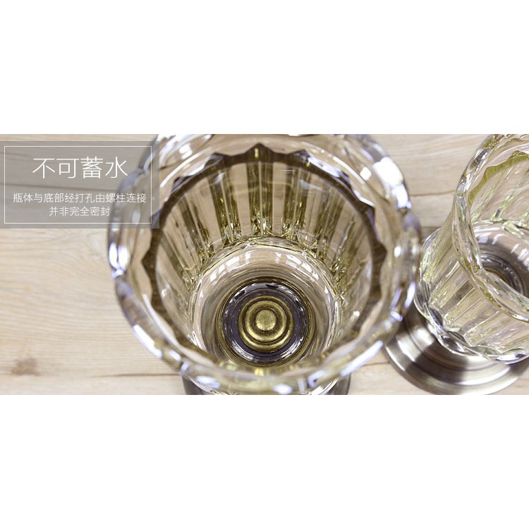 TnP DECOR -Bình hoa thủy tinh đế đồng cao cấp decor phòng khách, trang trí phòng ngủ phong cách Bắc Âu và tân cổ điển