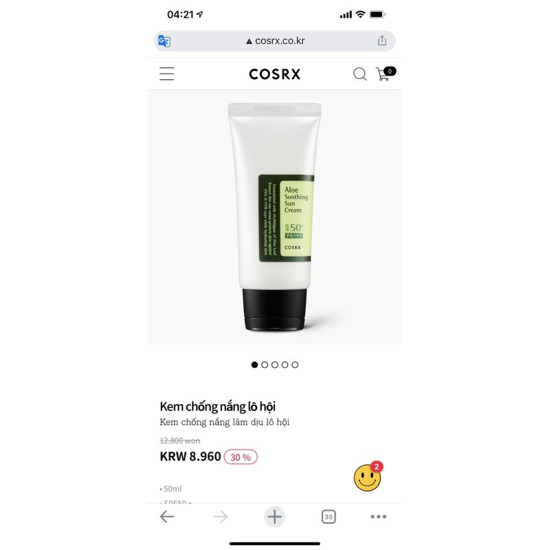 [Mã SRJULY1619 giảm 15K đơn 50K] [DutyFree-Đủ Bill]Kem Chống Nắng Chiết Xuất Lô Hội Cosrx Aloe Soothing Sun Cream | BigBuy360 - bigbuy360.vn