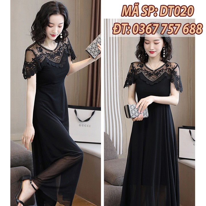 Siêu tôn dáng Đầm form dài maxi form rộng cho phụ nữ trung niên dự tiệc DT020
