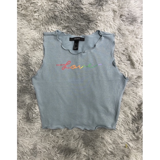 Áo thun nữ from croptop kim tuyến Love vnxkf21