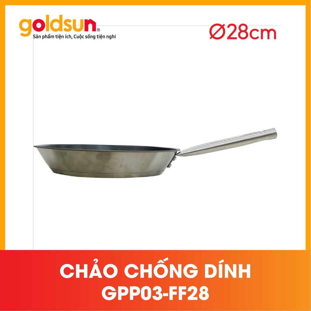 Chảo Chống Dính Inox GOLDSUN - Chất Liệu Inox 304 Cao Cấp- Siêu Bền- Chống Dính Whitford Nhập Mỹ- GPP03-FF28