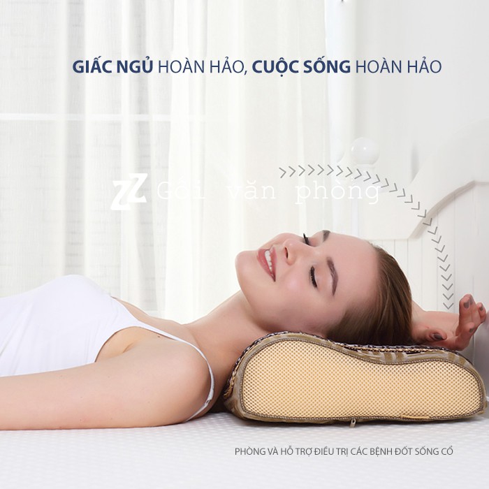 [2 VỎ] Gối ngủ ion âm than hoạt tính mắt trúc ZURI PILLOW GDH-09