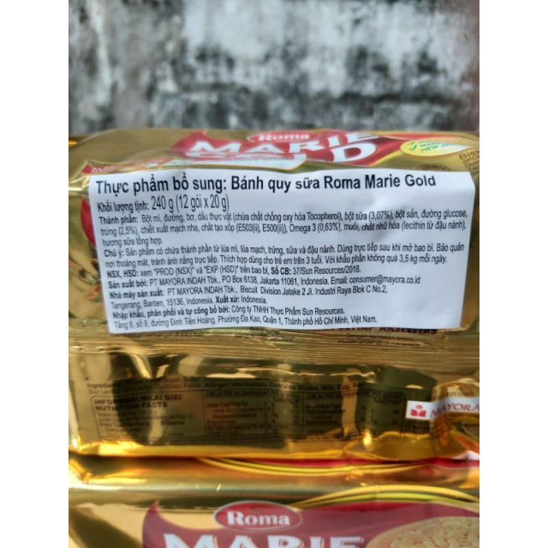 Bánh quy sữa Roma Marie Gold 240g xuất xứ Indonesia