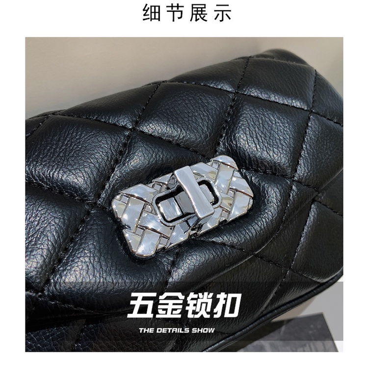 Túi đeo chéo JASMIN NOIR nắp lật họa tiết kẻ ô phối dây xích cho nữ