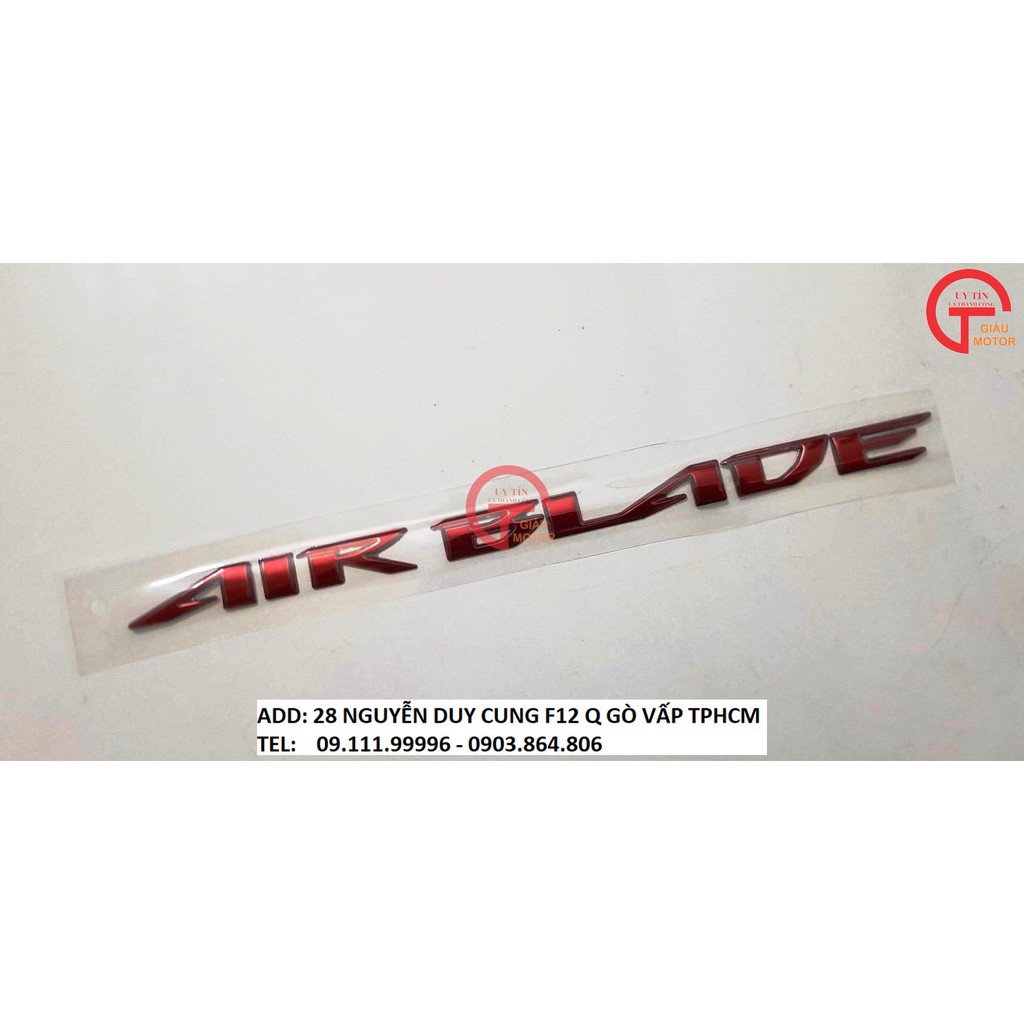 [GIÁ SỐC] CẶP CHỮ AIR BLADE LOẠI TỐT MÀU ĐỎ MẪU 02 DÁN XE HONDA AIR BLADE 2013 ,TINH SẢO