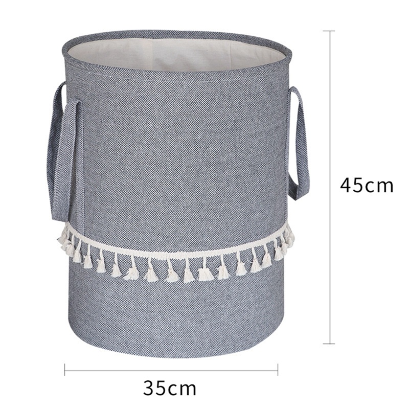 Giỏ Đựng Quần Áo Bẩn / Đồ Chơi Trẻ Em Bằng Sợi Đay Cotton Lanh Bện Gấp Được Màu Nâu