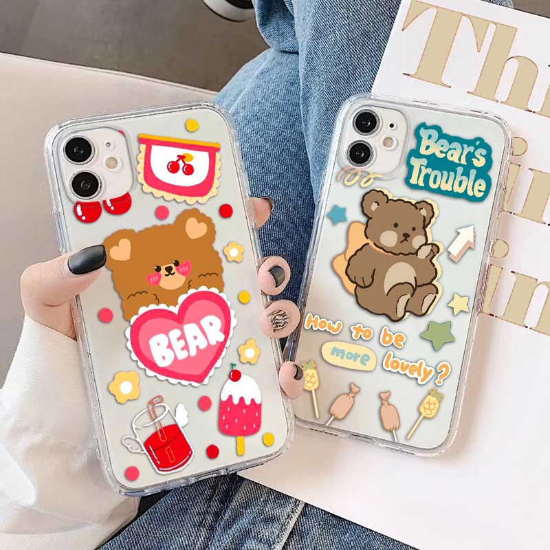 Ốp điện thoại hình gấu bánh quy 5 cho Samsung J2 Pro 2018 J4 J6 J8 A6 A8 Plus A7 A9 A5 2018 A6+ A8+