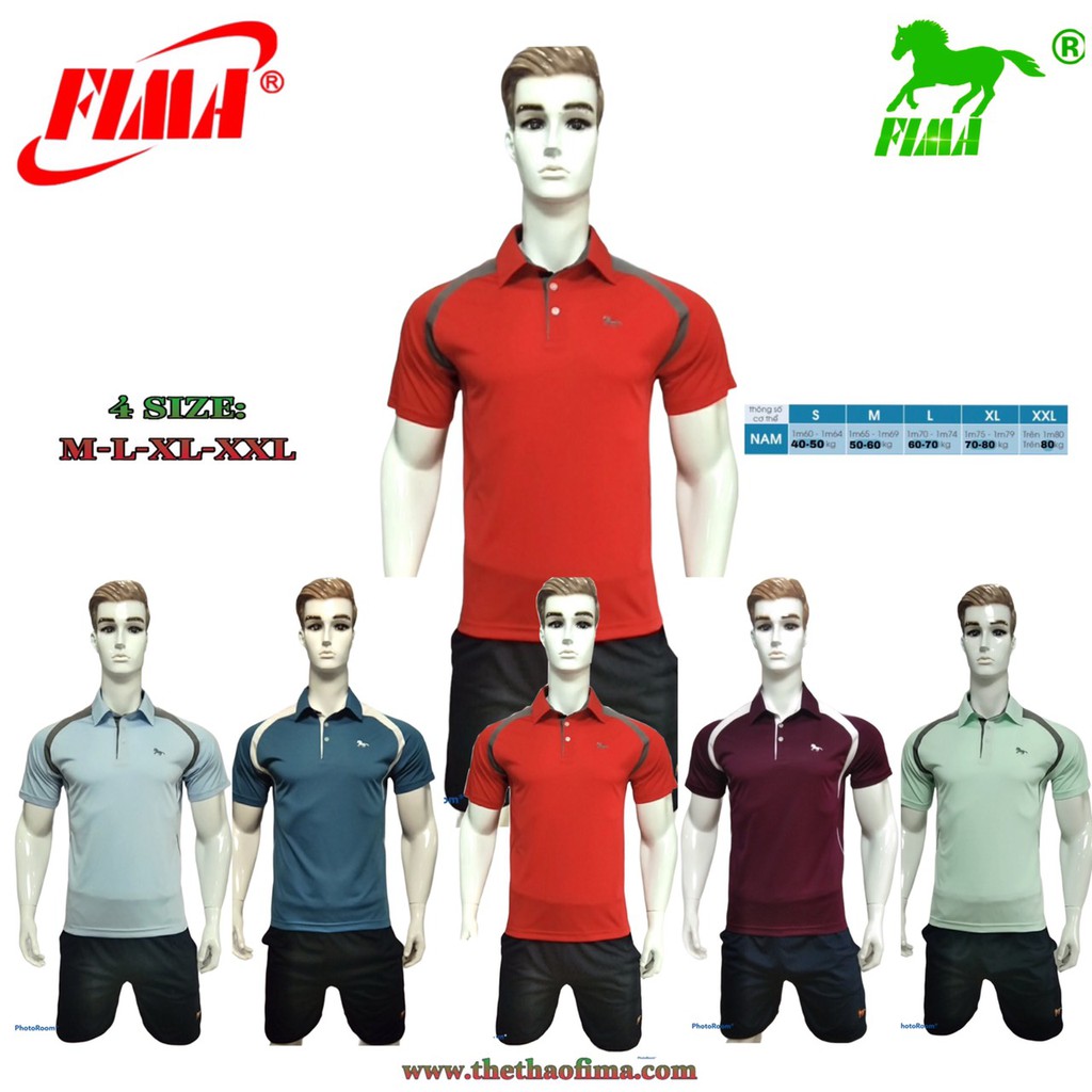 Áo Thun Nam Thể Thao FIMA FS002, Chất Thun Lạnh, Mát mịn, Co Giãn và thấm hút mùi hôi tốt, Logo CON NGỰA/FIMA