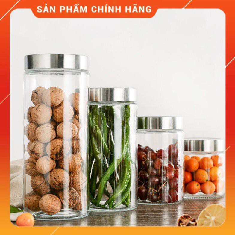 CHÍNH HÃNG -  Lọ thủy tinh nắp thiếc,hũ thủy tinh đựng gia vị ,đựng đường,đựng hạt,đồ khô an toàn, sạch sẽ Deli