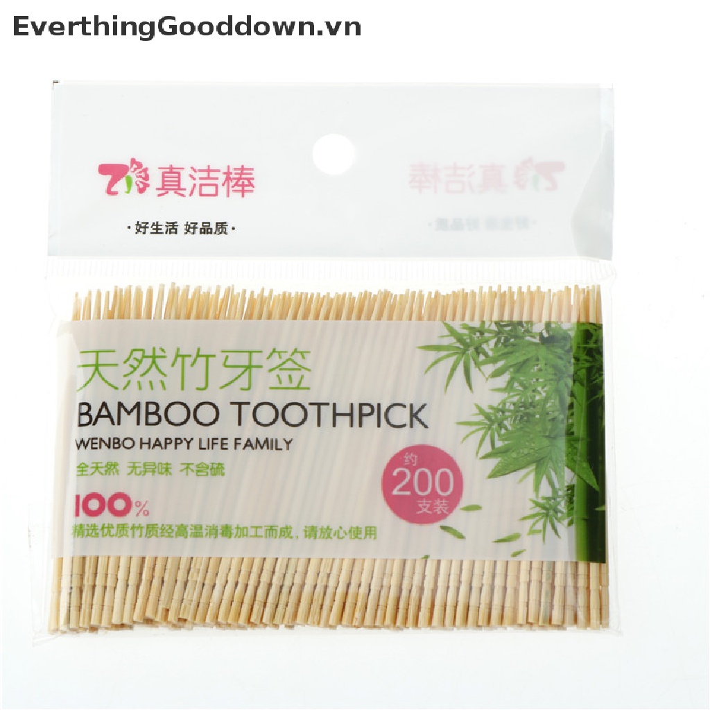 Túi 200 Tăm Xỉa Răng Bằng Gỗ Tre Phân Hủy Được Dành Cho Nhà Hàng Khách Sạn