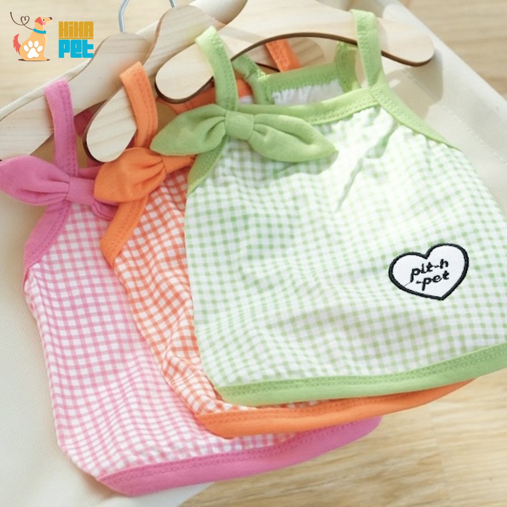 [Mã 253FMCGSALE giảm 8% đơn 500K] Áo Thun Mát Mẻ Có Nơ Vải Thun Mỏng Chó Mèo Quần Áo Thú Cưng Dễ Thương Hihapet.