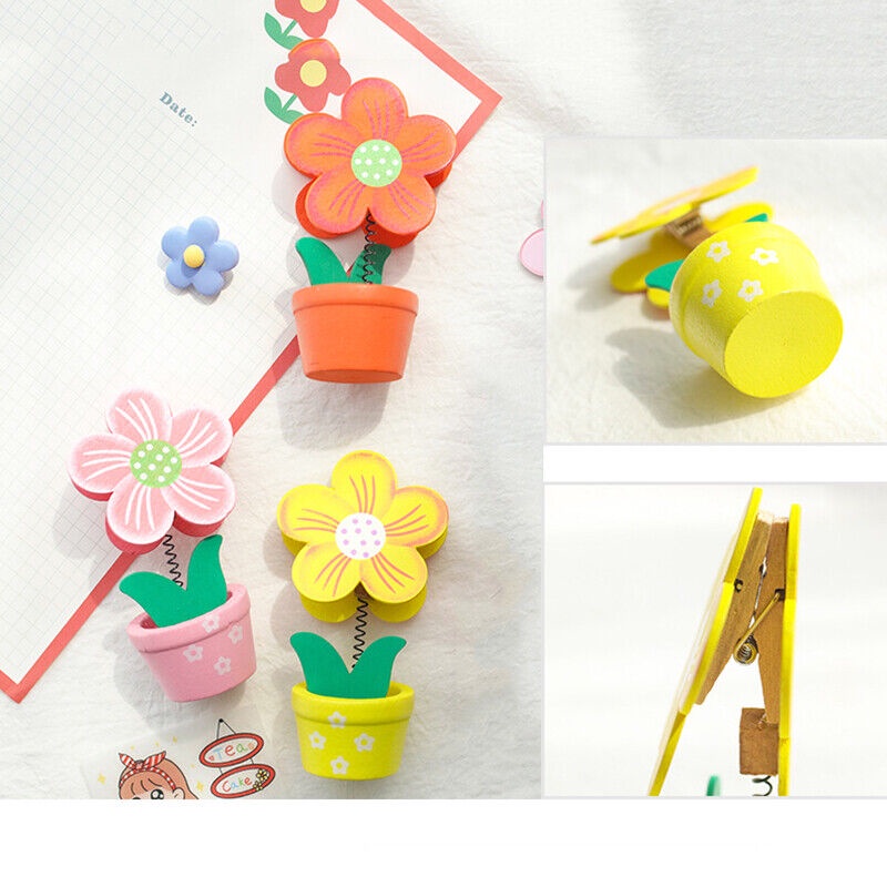 Giá Đỡ Chậu Hoa/Giấy Ghi Chú/Ảnh Để Bàn Bằng Gỗ Hình Bông Hoa Mini Trang Trí Văn Phòng/Trường Học