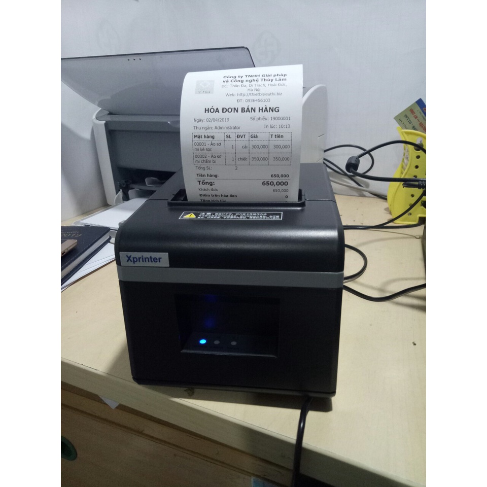 Combo máy in hóa đơn bằng điện thoại N160ii cổng lan và 12 cuộn giấy