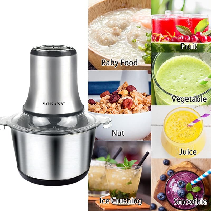 Máy xay sinh tố,máy xay đa năng Sokany 7005A 3L công suất lớn 800W,cối inox 304 xay hoa quả, xay thịt,xay xả ớt nhuyễn
