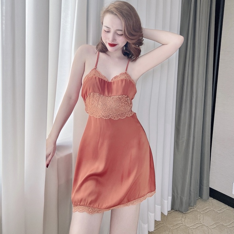Váy Ngủ Nữ Latin Ngực Ngang SOJUN Vải LatinDưới 60Kg