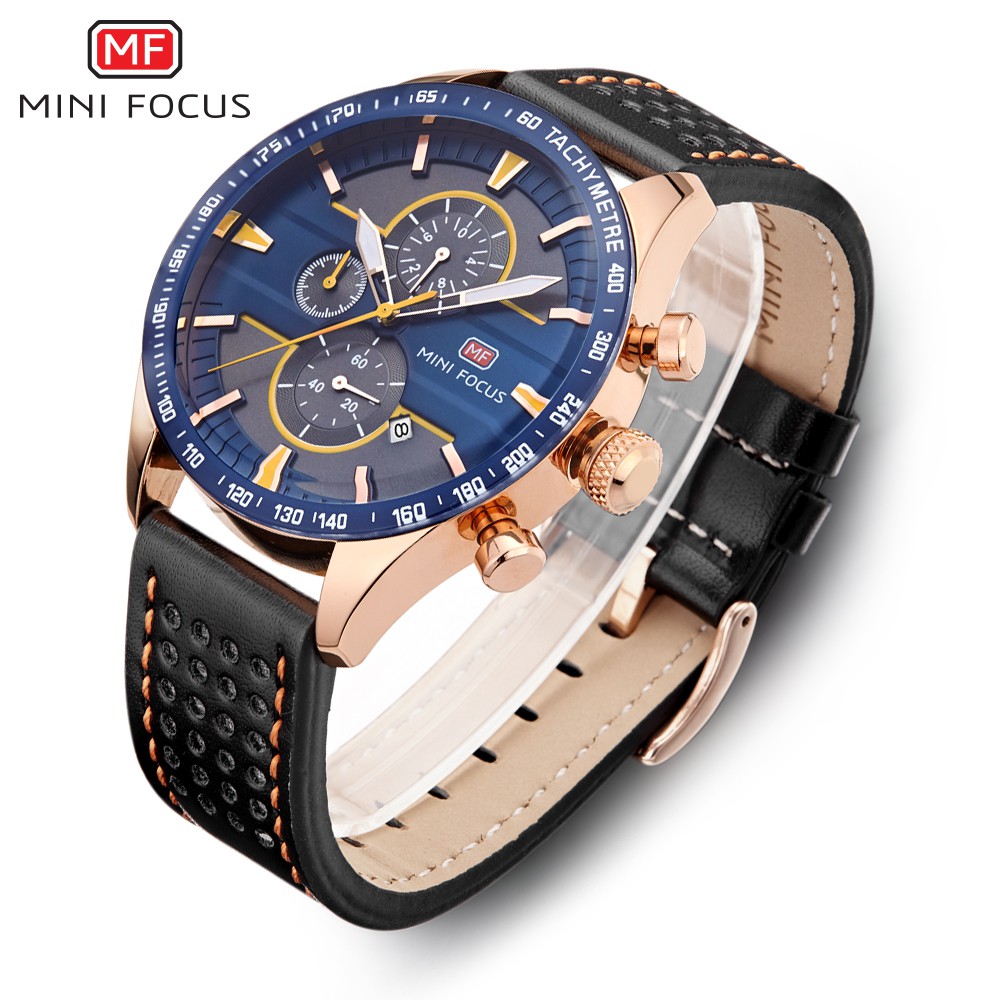 Mini FOCUS Đồng Hồ Đeo Tay Thể Thao Chống Thấm Nước Đa Năng Dây Da Thật Cá Tính Cho Nam