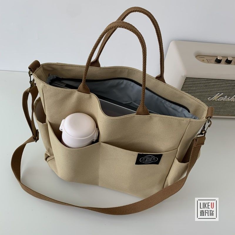 Túi Tote Canvas Nhật Bản Chính Hãng Nhiều Ngăn Đơn Giản Dễ Phối Đồ