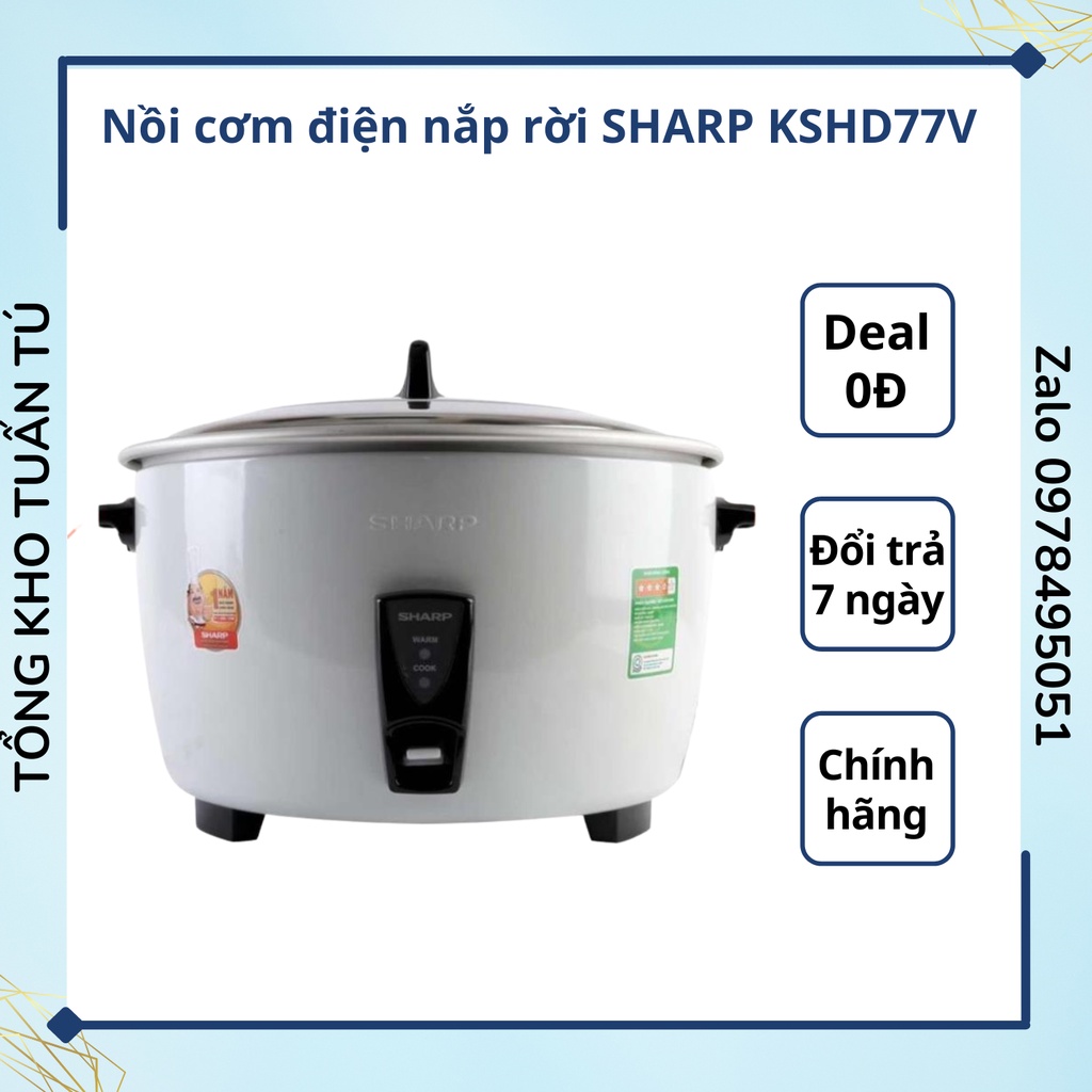 Nồi cơm điện SHARP KSHD77V nhựa cách nhiệt cao cấp 3 dung tích hàng chính hãng