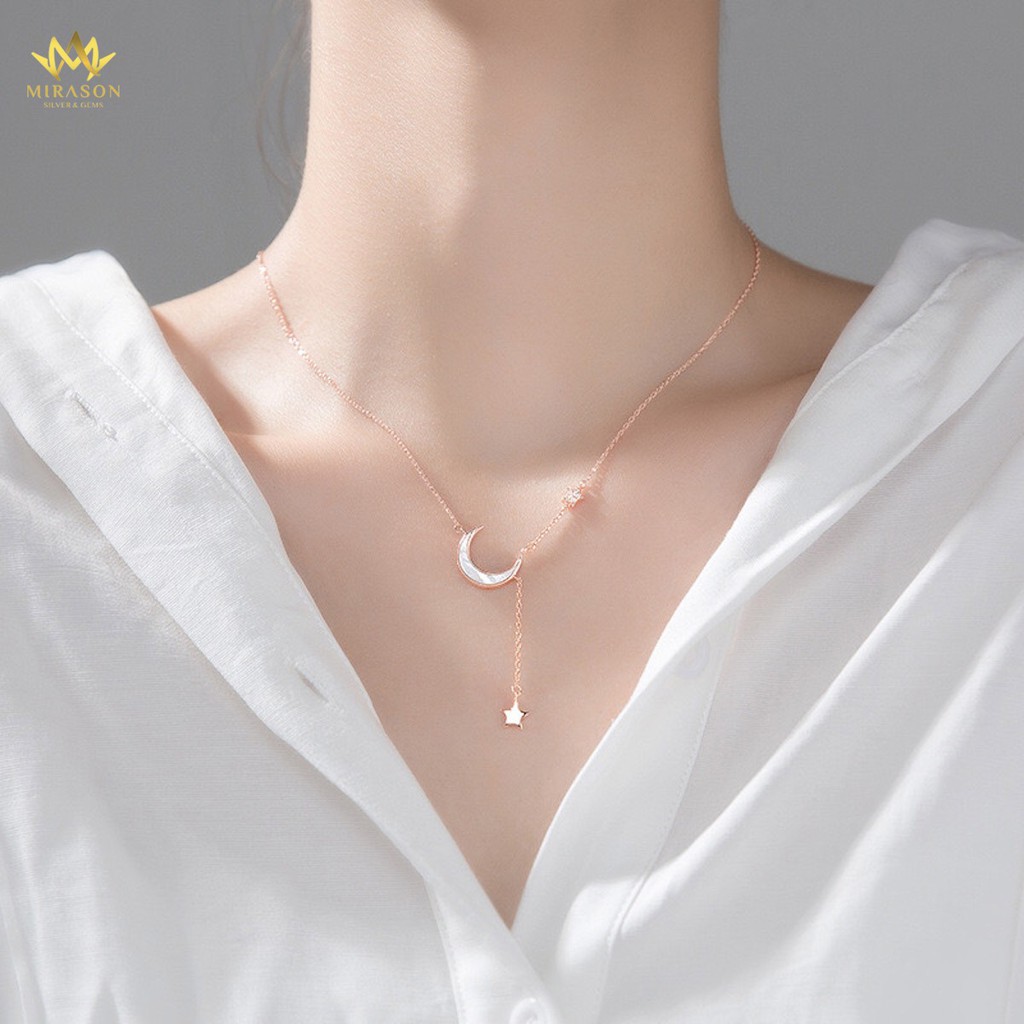 Dây Chuyền Bạc Nữ MIRASON Trăng Sao Sang Trọng MDC027 - Vòng Cổ Nữ Bạc 925 Cao Cấp