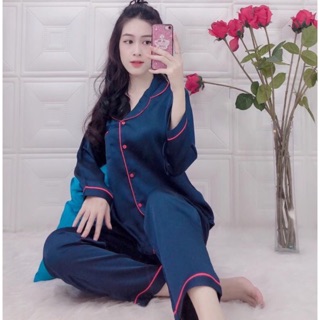 Bộ lụa pijama dài tay cao cao cấp