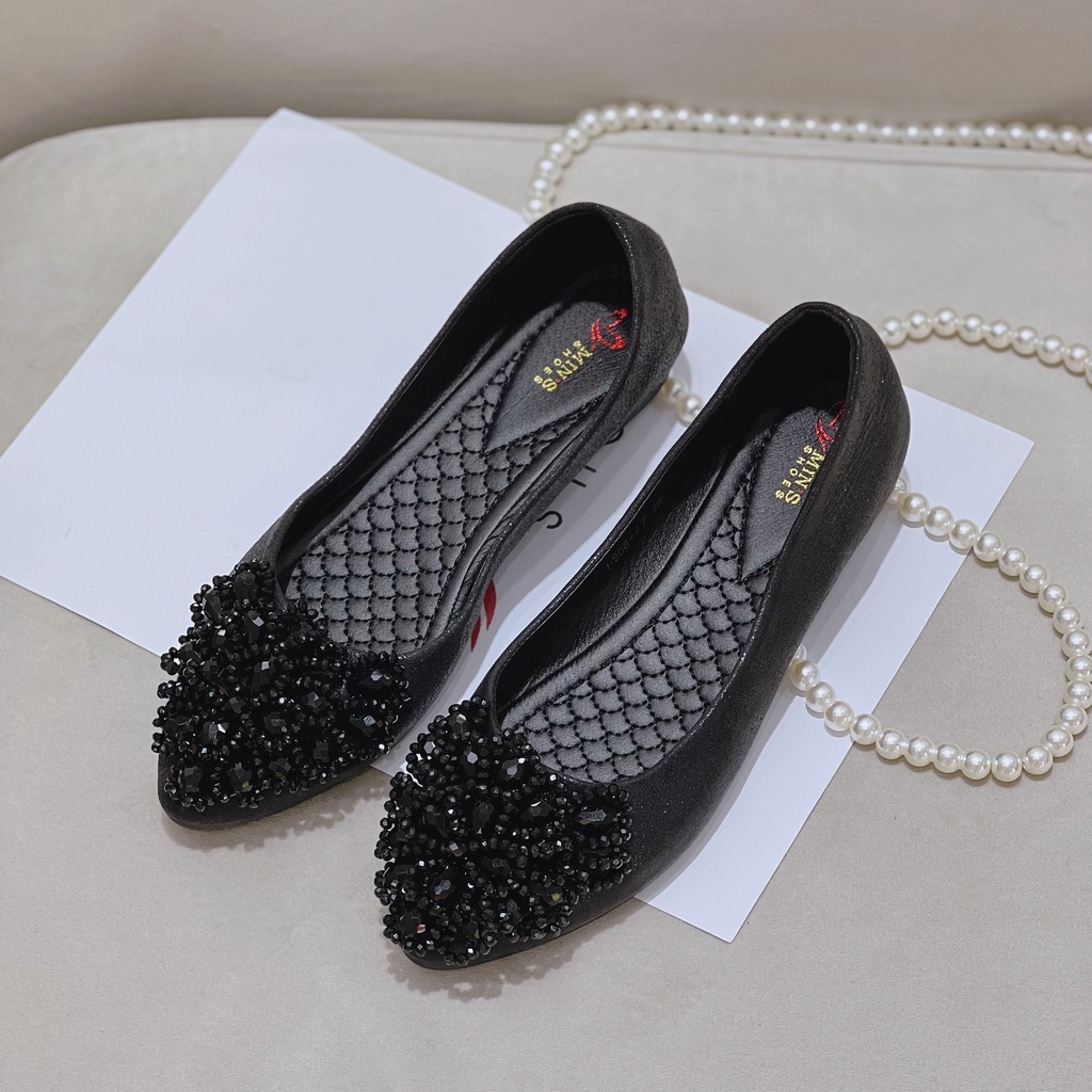 Min's Shoes - Giày Bệt Da Thật B280 Đen đá (Form Nhỏ đi Tăng Size)