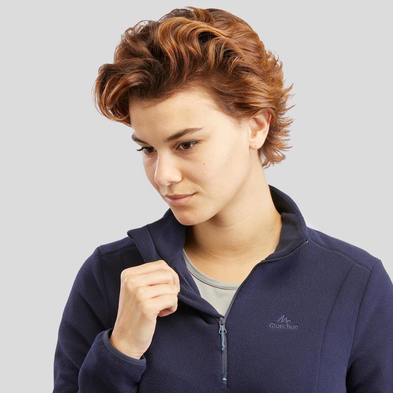 Áo nỉ leo núi vùng cao Decathlon Quechua mh100 cho nữ - xanh navy