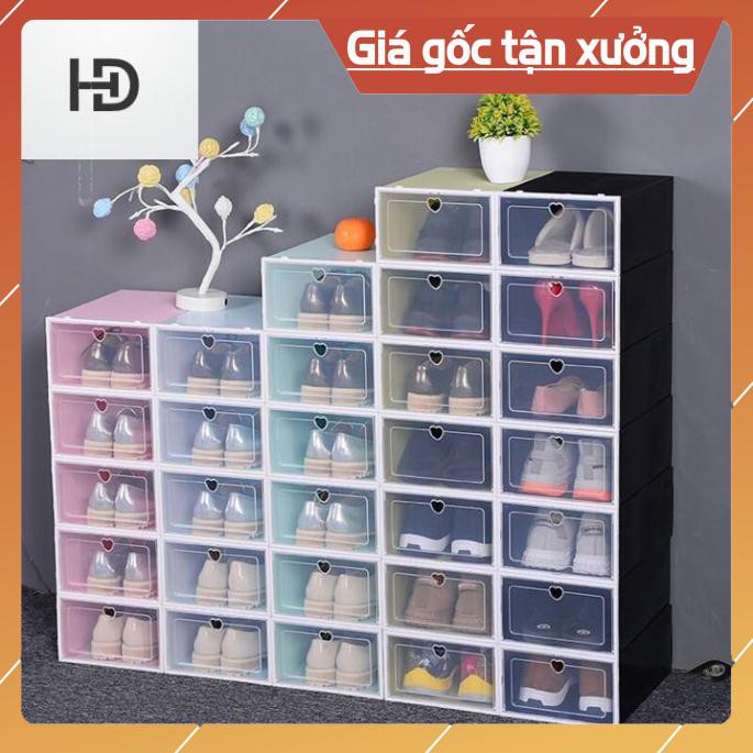 [TÌM KHÁCH SỈ LẺ - FREESHIP] Hộp đựng giày nắp nhựa cứng trong suốt, nắp nhựa ABS, hộp mica trong suốt nhiều màu