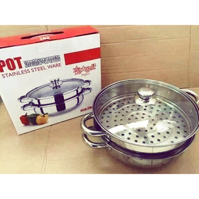 Nồi hấp 2 tầng inox