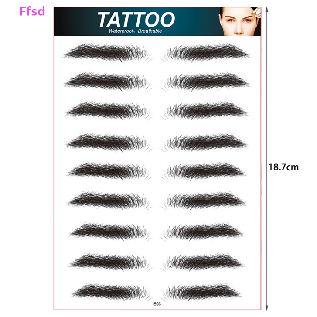 Bộ 10 Cặp Miếng Dán Hình Xăm Lông Mày Giả Cho Nam