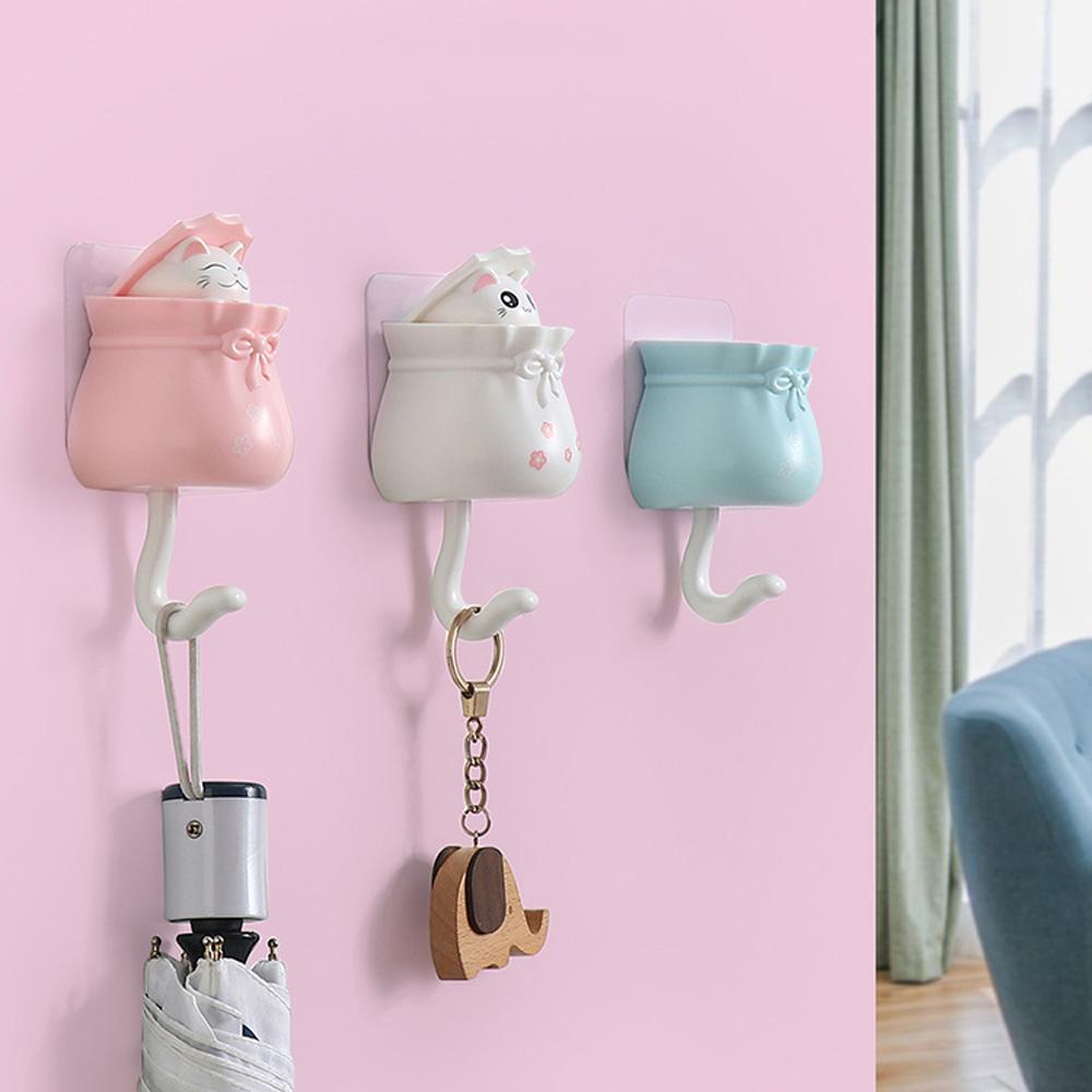 Móc Treo Đồ Dán Tường Tự Dính Họa Tiết Hoạt Hình Dễ Thương Giá Đỡ