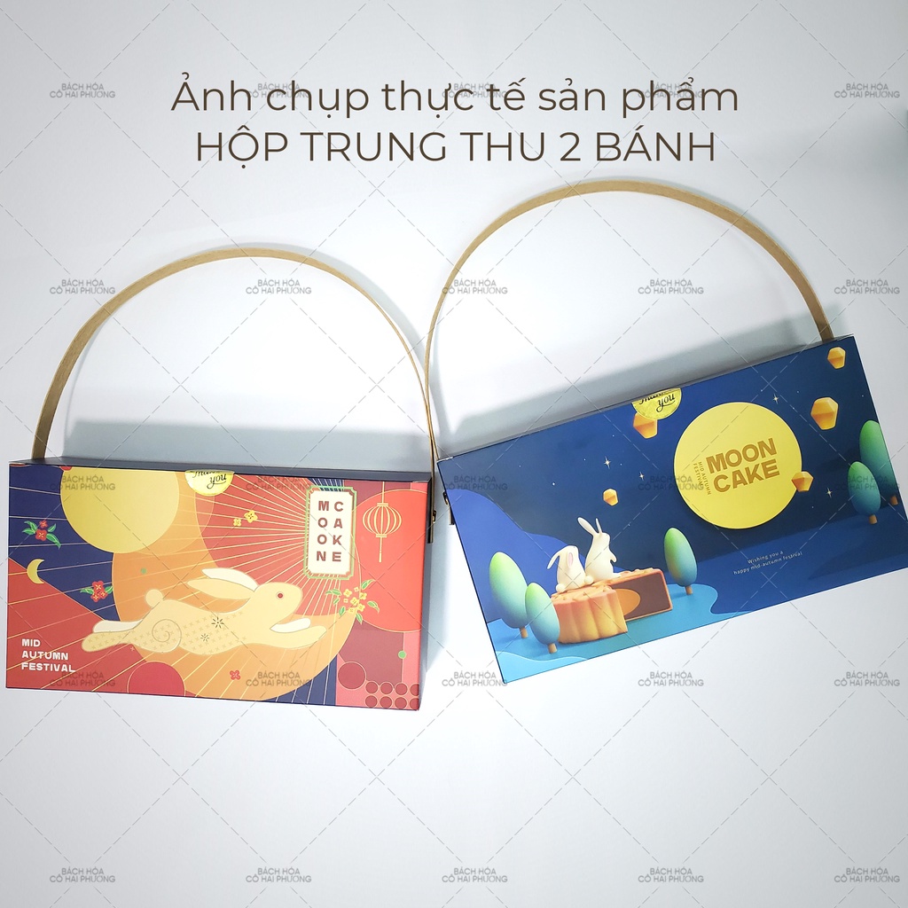 Hộp đựng bánh trung thu 2 bánh  - KT Hộp 22x12x5.2cm