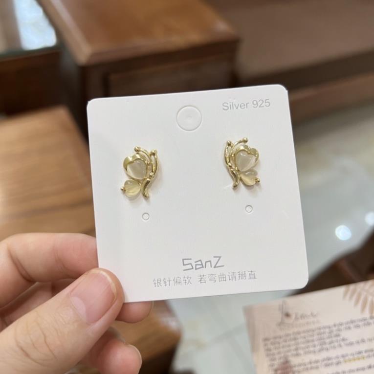 Bông tai đính đá con bướm tinh xảo hoa tai chất liệu bạc S925 không gây dị ứng da, June Accessories