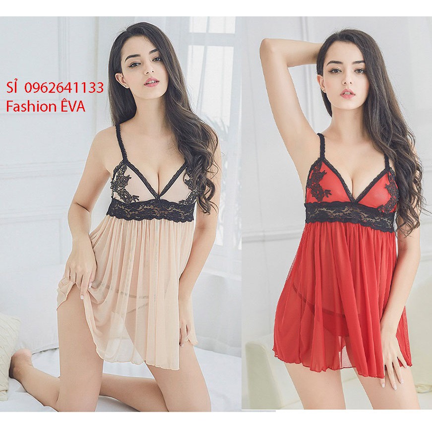 Đồ ngủ bigsize nữ 55 - 75 kg- SEXY HOA HỒNG NGỰC | Đầm ngủ Sexy xuyên thấu xinh xắn yêu