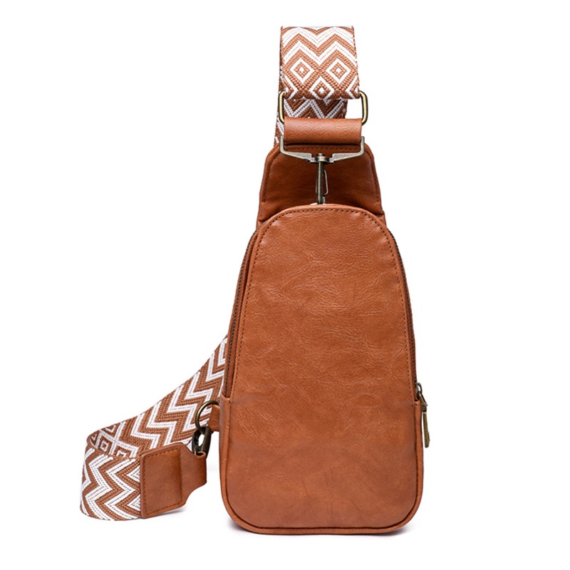 Túi Đeo Chéo Ngực Bằng Da PU Màu Trơn Sáng Tạo Dễ Phối Đồ Có Thể Điều Chỉnh Cho Hoạt Động Ngoài Trời