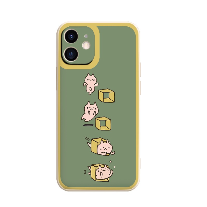 Ốp iphone - Ốp lưng iphone cạnh vuông mèo tinh nghịch dành cho ip 6 đến 14promax - ng296